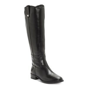 NWT INC Womens Black Fawne Round Toe Stacked Heel Zip-Up Riding Boot 7 M WC